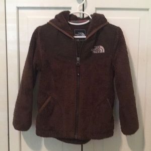 Girls north face brown fleece coat